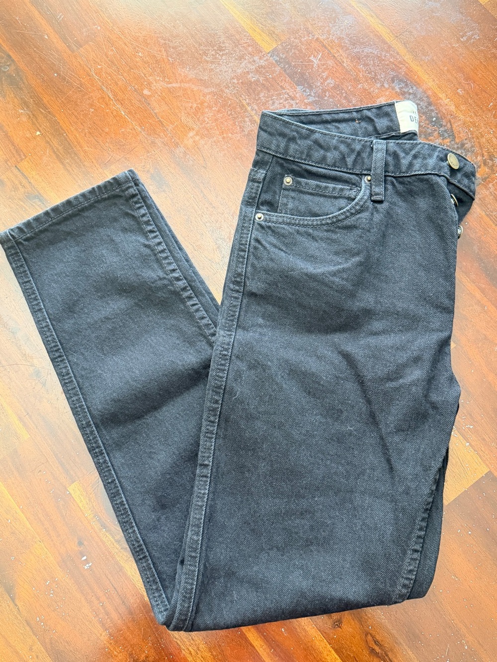 Sezane Black Denim High-Waist Button-Fly Jeans